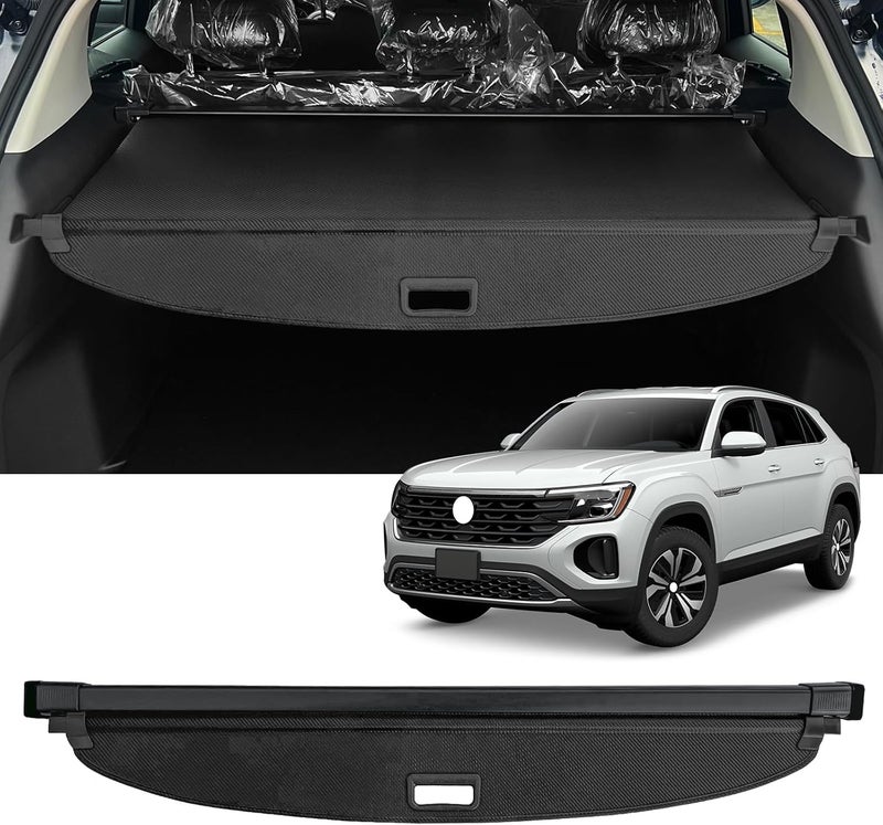 AUXKO Retractable Cargo Cover for Volkswagen Atlas Cross Sport 2025-2020, Trunk Cover Security Shade Cover for 2024 2025 VW Atlas Cross Sport Shielding Anti-Peeping Luggage Privacy Cover, Carbon Fiber - Image 1